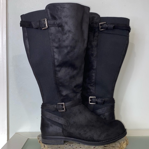 Dream Cloud Faux-Leather Black Casual Buckle Detailed Riding Boot Women Size 12 - Picture 4 of 16